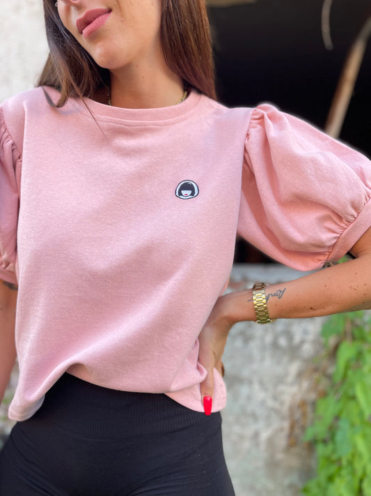 T-shirt manche Bouffante Rose Logo